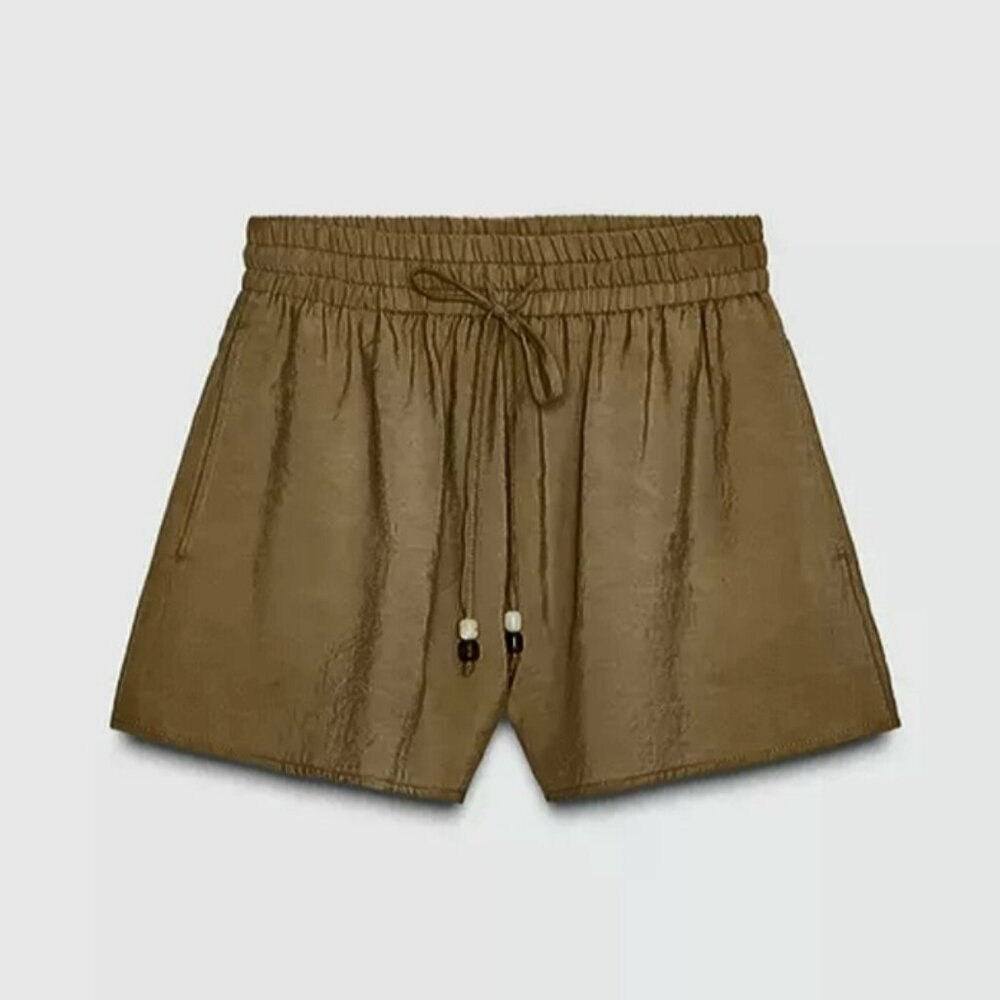 Zara Brown High Waist Crepe Shorts